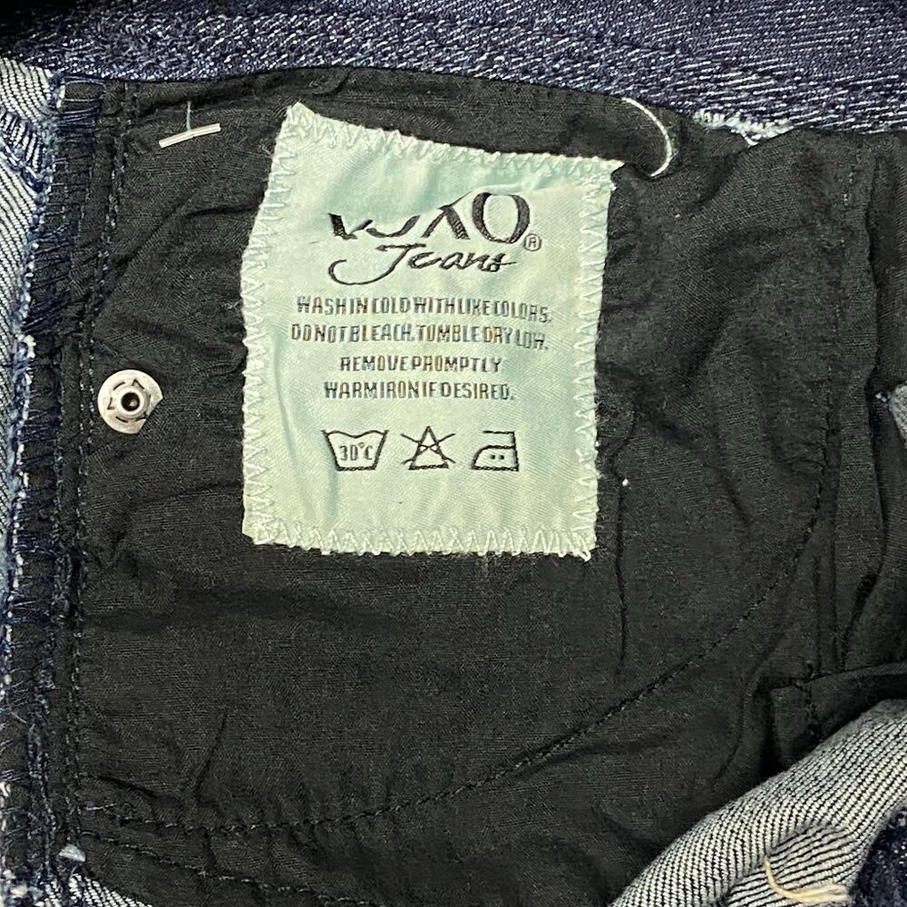 XOXO Low Rise Embroidered Flared Denim Jeans Light Distress Medium Wash NWT 7/8 - Picture 13 of 14